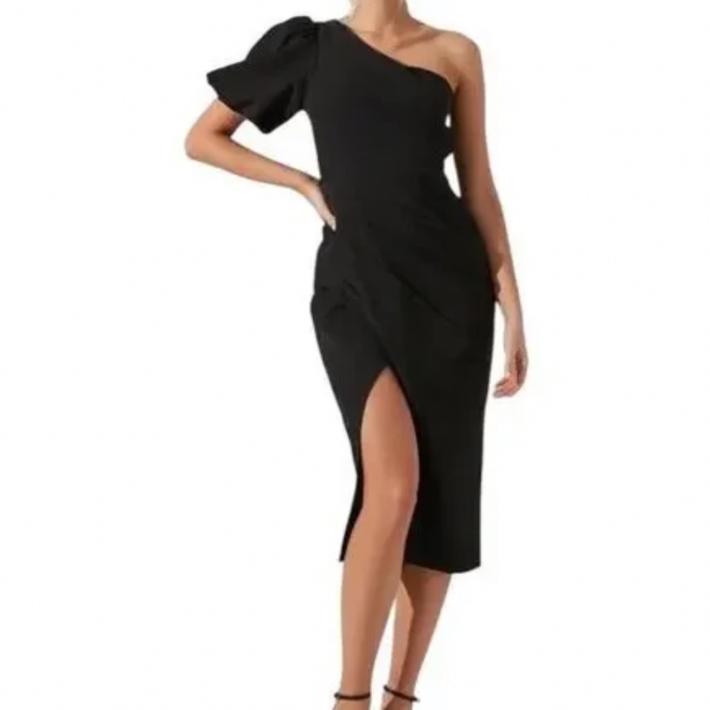 ASTR the Label Joelle One Shoulder Black Midi